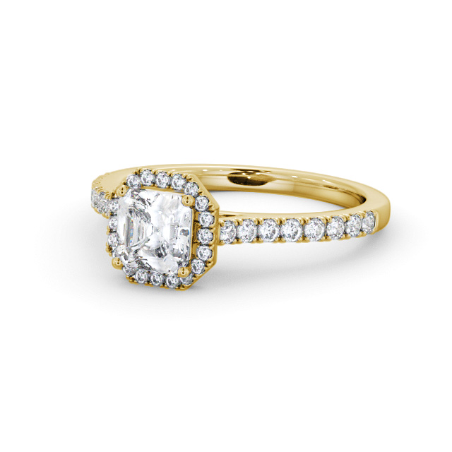 Halo Asscher Diamond Engagement Ring 9K Yellow Gold - Hanby ENAS45_YG_FLAT