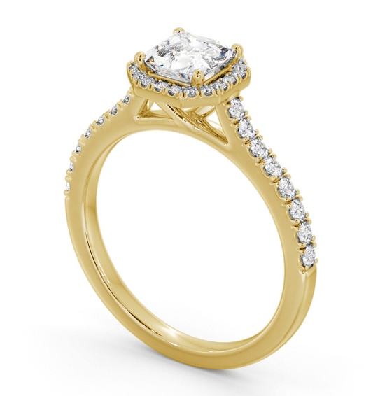 Halo Asscher Diamond Engagement Ring 18K Yellow Gold - Hanby ENAS45_YG_THUMB1