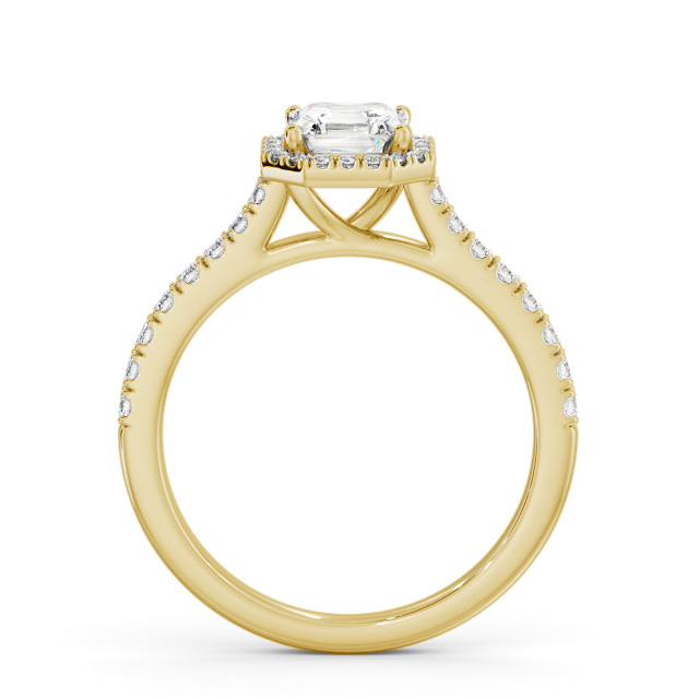 Halo Asscher Diamond Engagement Ring 9K Yellow Gold - Hanby ENAS45_YG_UP
