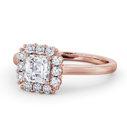  Halo Asscher Diamond Engagement Ring 18K Rose Gold - Ebberston ENAS46_RG_THUMB2 