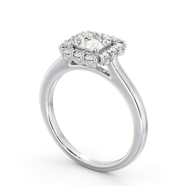 Halo Asscher Diamond Engagement Ring 18K White Gold - Ebberston ENAS46_WG_SIDE