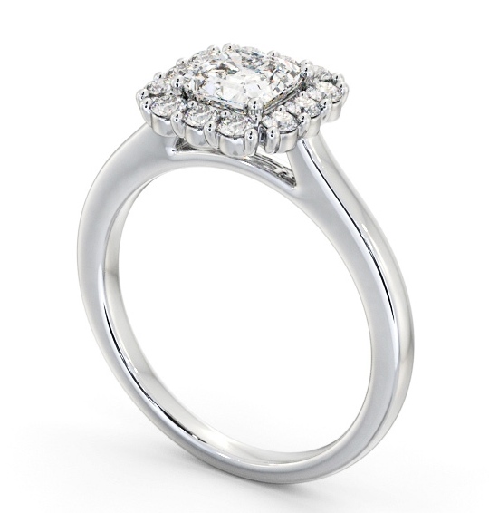 Halo Asscher Diamond Elegant Style Engagement Ring 18K White Gold ENAS46_WG_THUMB1