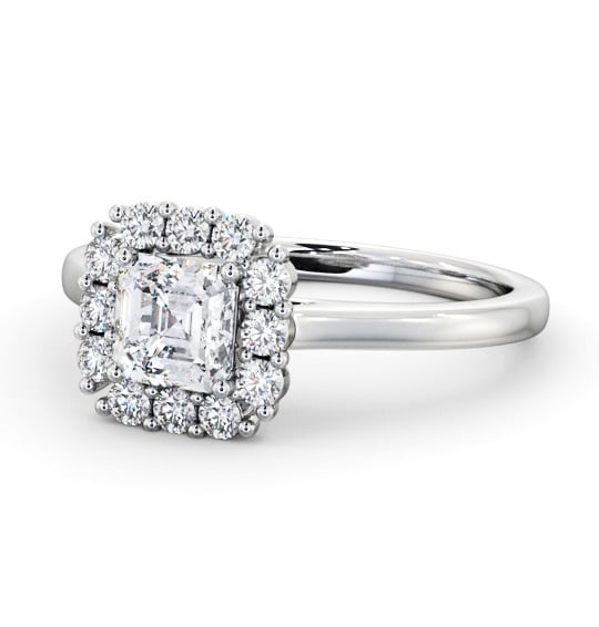  Halo Asscher Diamond Engagement Ring Platinum - Ebberston ENAS46_WG_THUMB2 