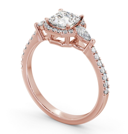 Halo Asscher with Pear Diamond Engagement Ring 18K Rose Gold ENAS47_RG_THUMB1 