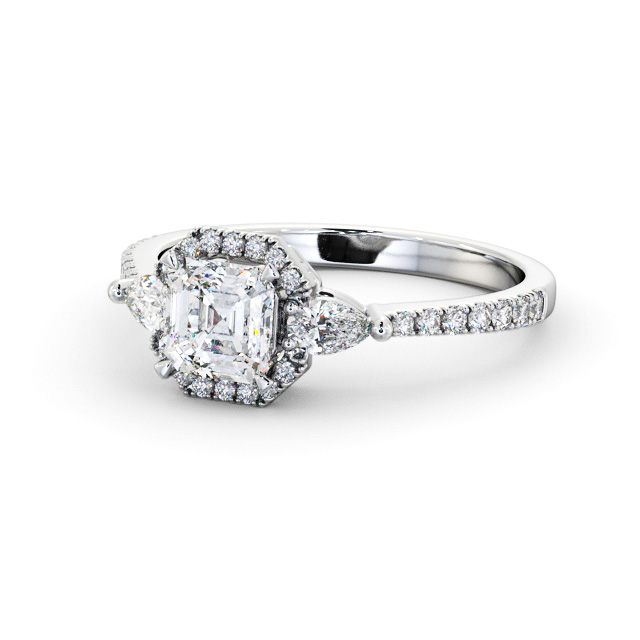 Halo Asscher Diamond Engagement Ring 18K White Gold - Morgan ENAS47_WG_FLAT