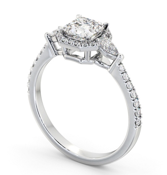 Halo Asscher with Pear Diamond Engagement Ring 18K White Gold ENAS47_WG_THUMB1 