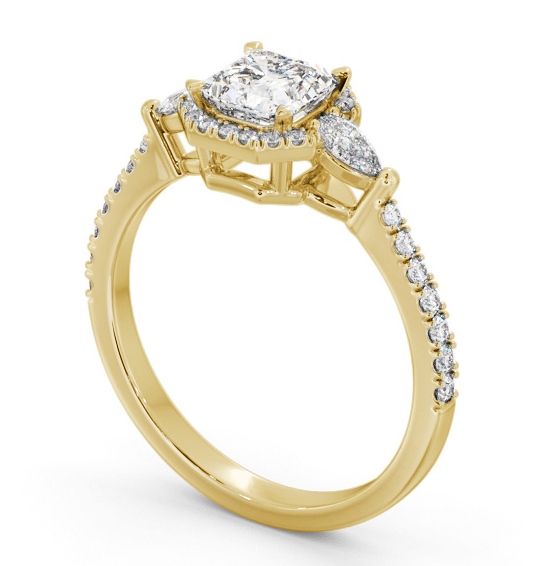 Halo Asscher with Pear Diamond Engagement Ring 18K Yellow Gold ENAS47_YG_THUMB1 