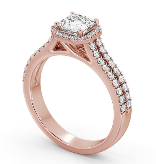 Halo Asscher Diamond Split Band Engagement Ring 9K Rose Gold ENAS48_RG_THUMB1