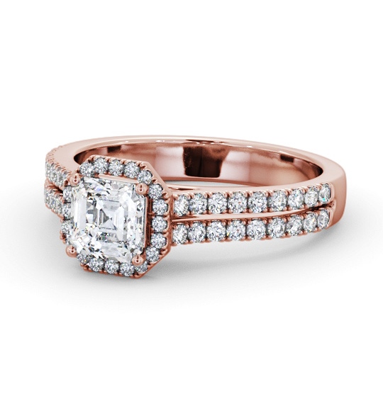  Halo Asscher Diamond Engagement Ring 18K Rose Gold - Ombretta ENAS48_RG_THUMB2 
