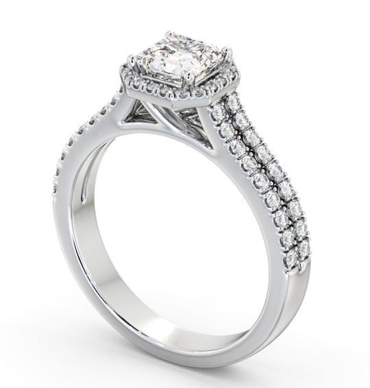 Halo Asscher Diamond Split Band Engagement Ring 18K White Gold ENAS48_WG_THUMB1 