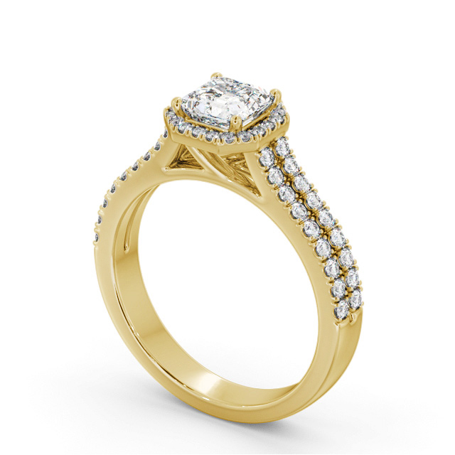 Halo Asscher Diamond Engagement Ring 9K Yellow Gold - Ombretta ENAS48_YG_SIDE