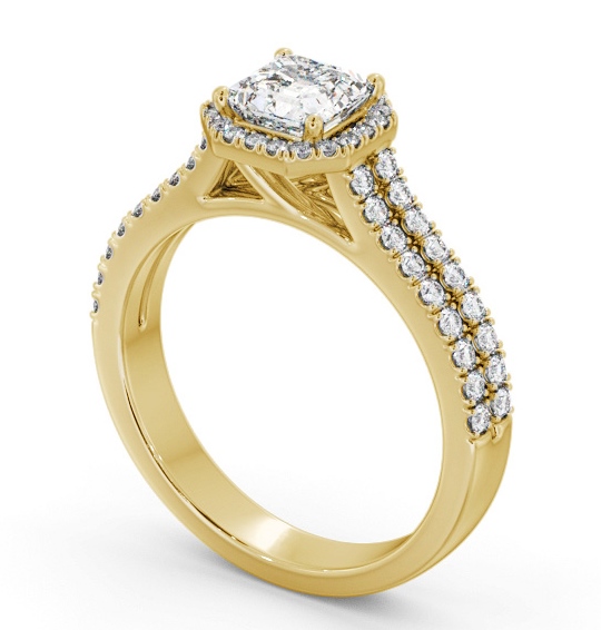 Halo Asscher Diamond Engagement Ring 18K Yellow Gold - Ombretta ENAS48_YG_THUMB1
