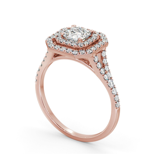 Halo Asscher Diamond Engagement Ring 9K Rose Gold - Astcote ENAS49_RG_SIDE