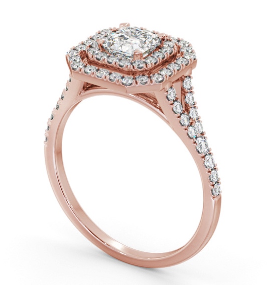  Halo Asscher Diamond Engagement Ring 18K Rose Gold - Astcote ENAS49_RG_THUMB1 