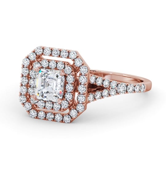  Halo Asscher Diamond Engagement Ring 9K Rose Gold - Astcote ENAS49_RG_THUMB2 
