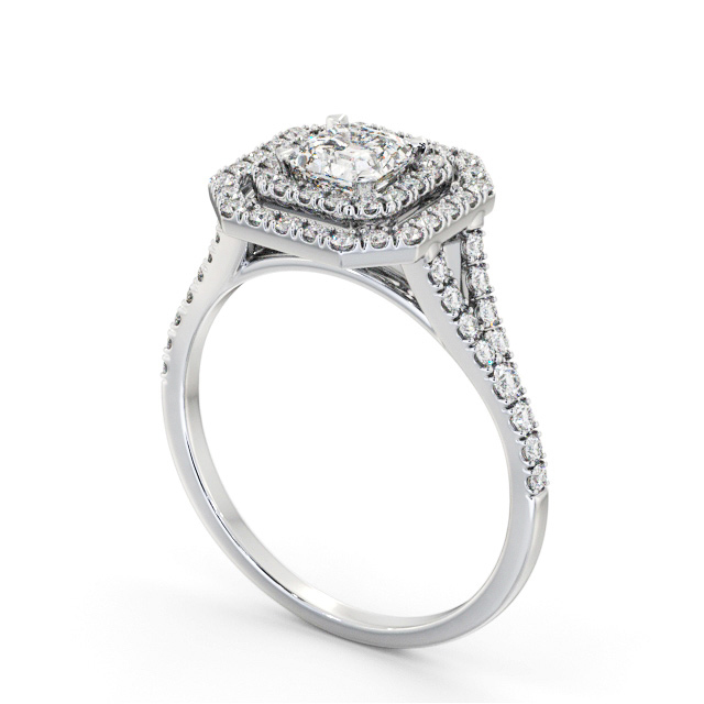 Halo Asscher Diamond Engagement Ring 18K White Gold - Astcote ENAS49_WG_SIDE