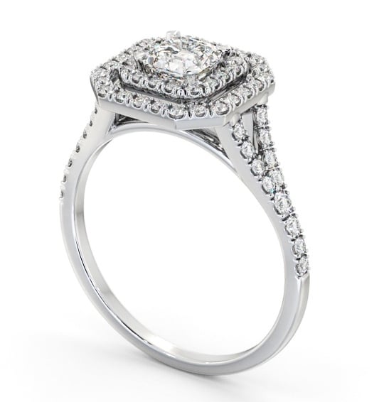 Double Halo Asscher Diamond Engagement Ring 18K White Gold ENAS49_WG_THUMB1