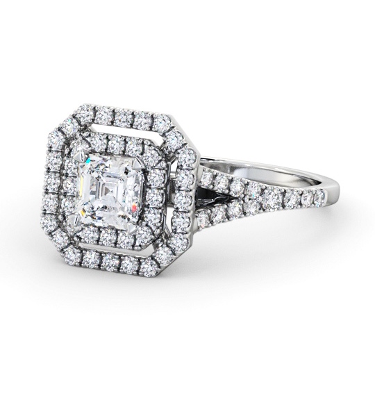 Halo Asscher Diamond Engagement Ring Platinum - Astcote ENAS49_WG_THUMB2 