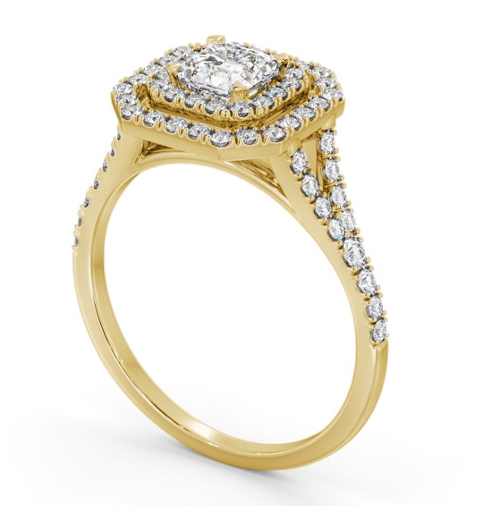  Halo Asscher Diamond Engagement Ring 18K Yellow Gold - Astcote ENAS49_YG_THUMB1 