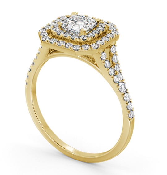 Double Halo Asscher Diamond Engagement Ring 18K Yellow Gold ENAS49_YG_THUMB1 