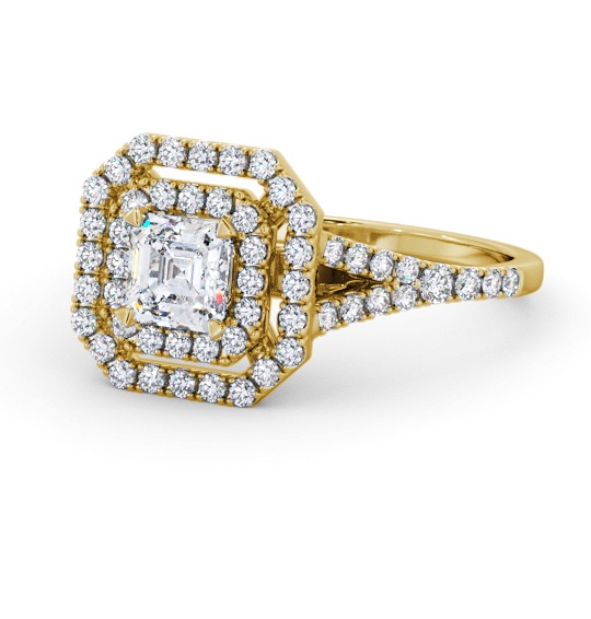  Halo Asscher Diamond Engagement Ring 18K Yellow Gold - Astcote ENAS49_YG_THUMB2 