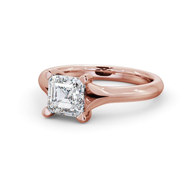 Asscher Diamond Engagement Ring 18K Rose Gold Solitaire - Rivar ENAS4_RG_FLAT