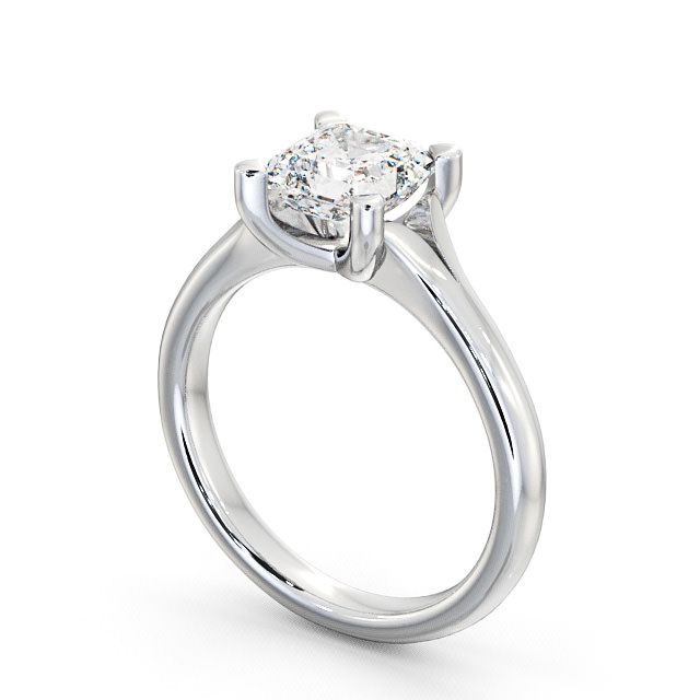 Asscher Diamond Engagement Ring 9K White Gold Solitaire - Rivar ENAS4_WG_SIDE