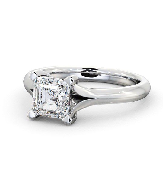 Asscher Diamond Split Band Engagement Ring 9K White Gold Solitaire ENAS4_WG_THUMB2 