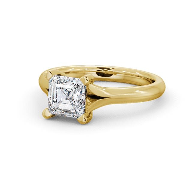 Asscher Diamond Engagement Ring 18K Yellow Gold Solitaire - Rivar ENAS4_YG_FLAT