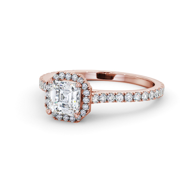 Halo Asscher Diamond Engagement Ring 18K Rose Gold - Turnstel ENAS50_RG_FLAT