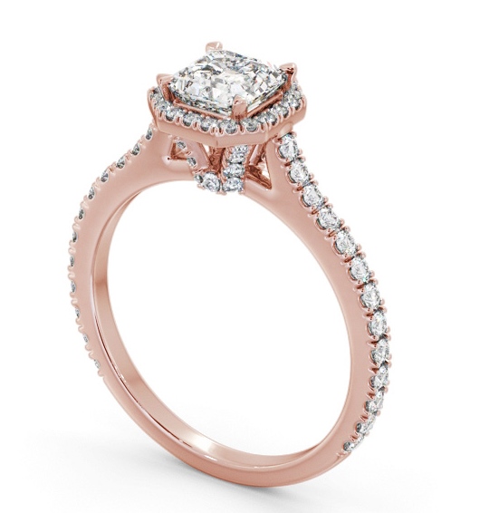 Halo Asscher Diamond Engagement Ring with Diamond Set Supports 18K Rose Gold ENAS50_RG_THUMB1