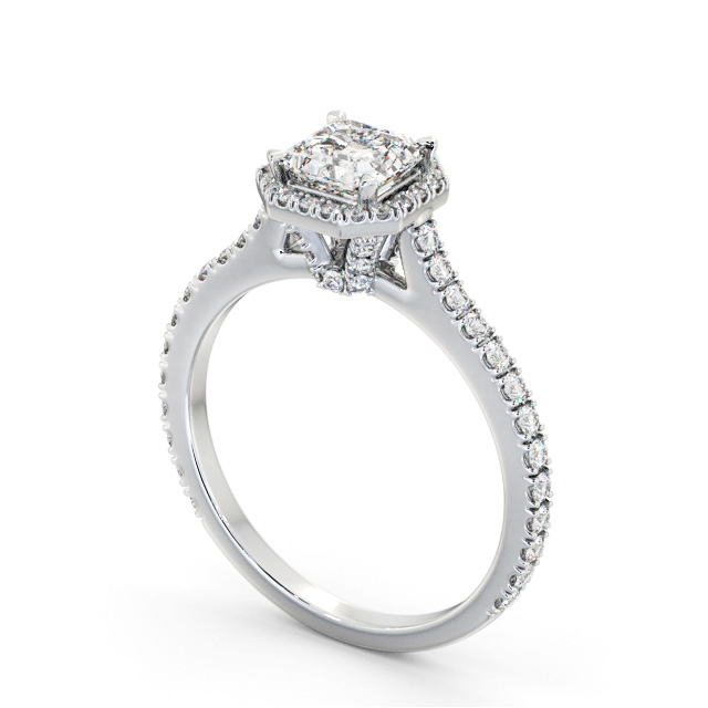 Halo Asscher Diamond Engagement Ring Palladium - Turnstel ENAS50_WG_SIDE