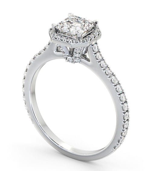  Halo Asscher Diamond Engagement Ring 18K White Gold - Turnstel ENAS50_WG_THUMB1 