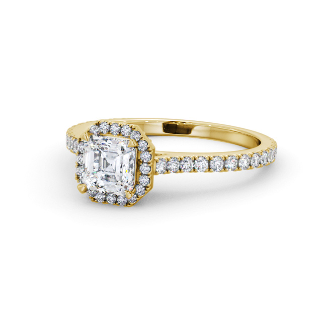 Halo Asscher Diamond Engagement Ring 9K Yellow Gold - Turnstel ENAS50_YG_FLAT