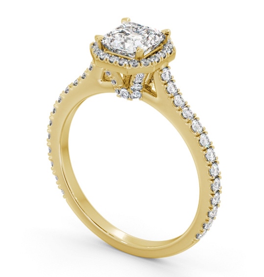 Halo Asscher Diamond Engagement Ring with Diamond Set Supports 9K Yellow Gold ENAS50_YG_THUMB1