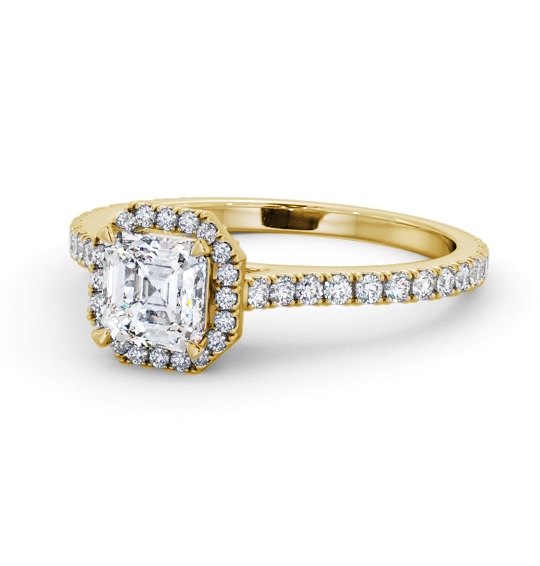  Halo Asscher Diamond Engagement Ring 9K Yellow Gold - Turnstel ENAS50_YG_THUMB2 