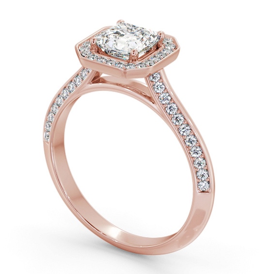 Halo Asscher Diamond with Knife Edge Band Engagement Ring 18K Rose Gold ENAS51_RG_THUMB1