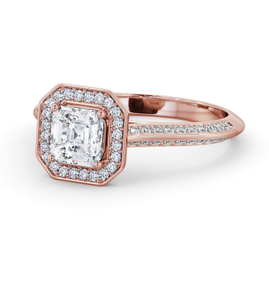  Halo Asscher Diamond Engagement Ring 9K Rose Gold - Straad ENAS51_RG_THUMB2 