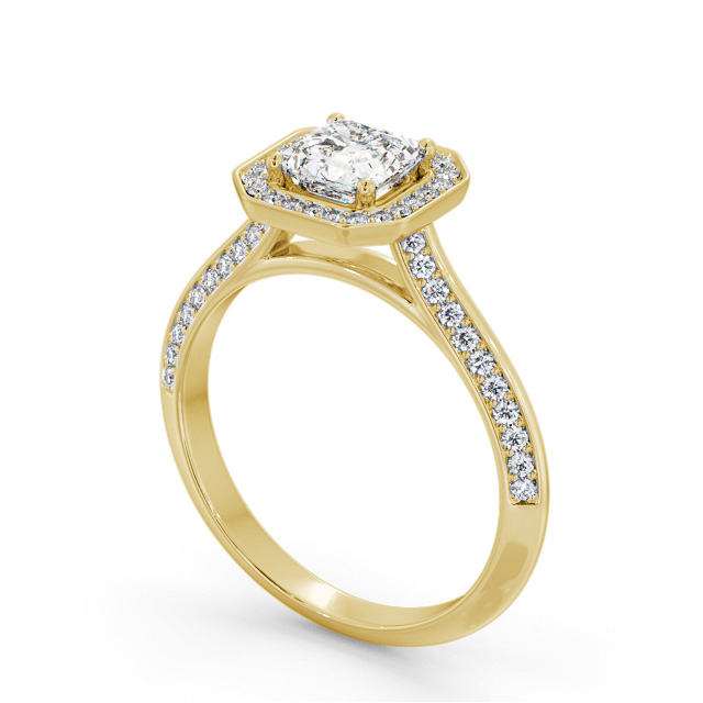 Halo Asscher Diamond Engagement Ring 9K Yellow Gold - Straad ENAS51_YG_SIDE