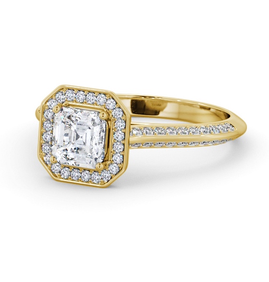  Halo Asscher Diamond Engagement Ring 18K Yellow Gold - Straad ENAS51_YG_THUMB2 