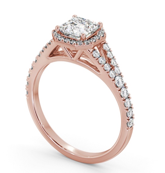 Halo Asscher Diamond Split Band Engagement Ring 18K Rose Gold ENAS52_RG_THUMB1 