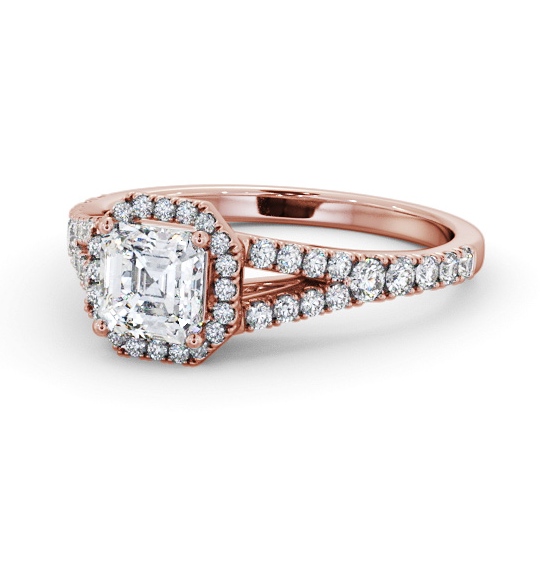  Halo Asscher Diamond Engagement Ring 9K Rose Gold - Kamile ENAS52_RG_THUMB2 