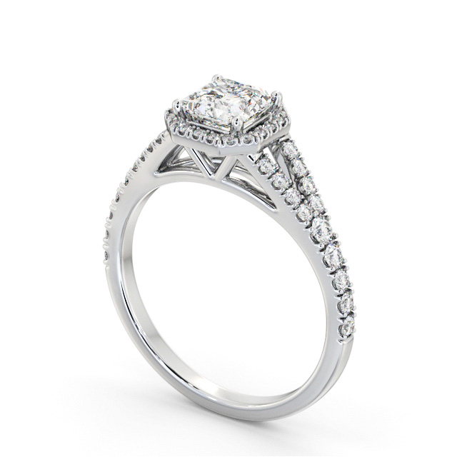 Halo Asscher Diamond Engagement Ring Palladium - Kamile ENAS52_WG_SIDE