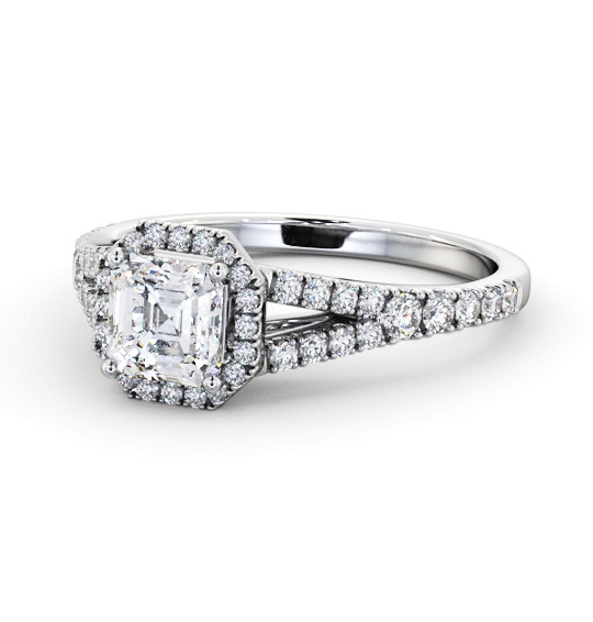  Halo Asscher Diamond Engagement Ring 9K White Gold - Kamile ENAS52_WG_THUMB2 