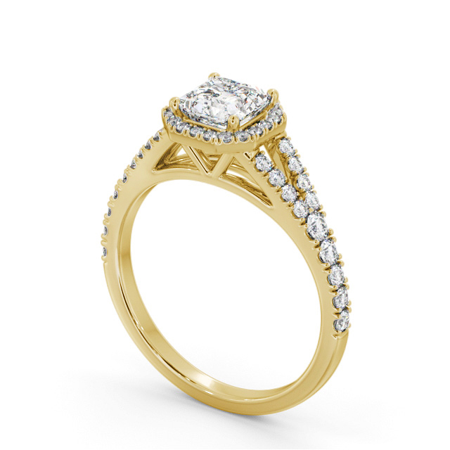 Halo Asscher Diamond Engagement Ring 9K Yellow Gold - Kamile ENAS52_YG_SIDE