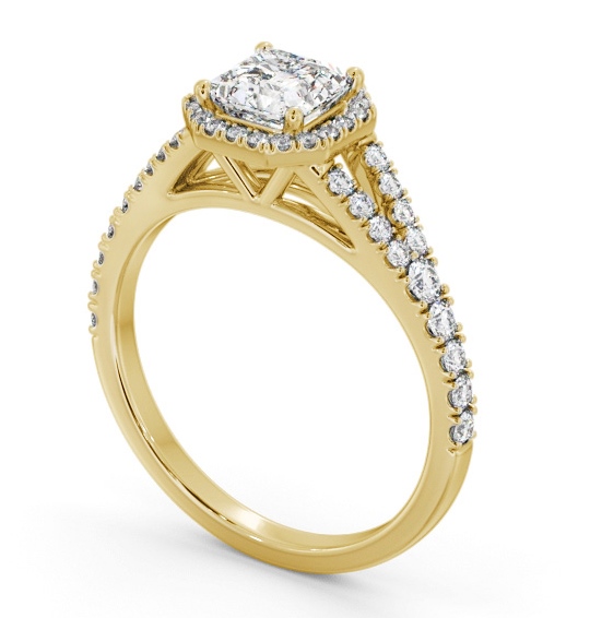 Halo Asscher Diamond Engagement Ring 18K Yellow Gold - Kamile ENAS52_YG_THUMB1