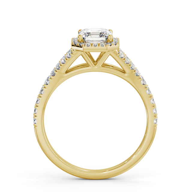 Halo Asscher Diamond Engagement Ring 9K Yellow Gold - Kamile ENAS52_YG_UP