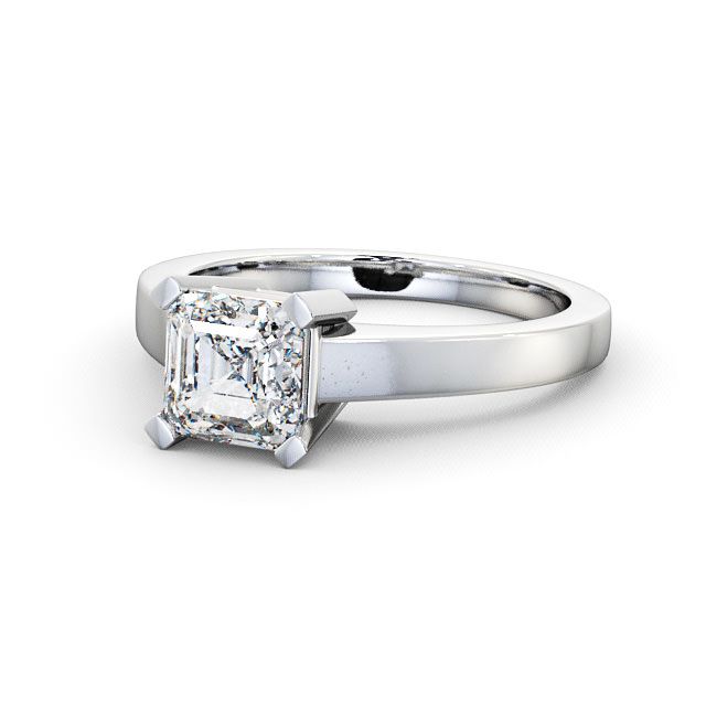 Asscher Diamond Engagement Ring 18K White Gold Solitaire - Kielder ENAS5_WG_FLAT