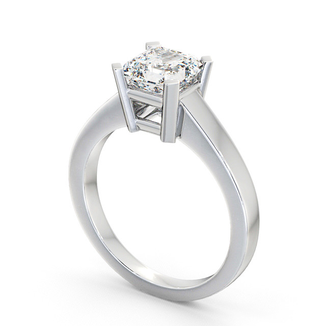 Asscher Diamond Engagement Ring 9K White Gold Solitaire - Kielder ENAS5_WG_SIDE