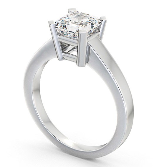 Asscher Diamond Box Setting Engagement Ring 18K White Gold Solitaire ENAS5_WG_THUMB1 